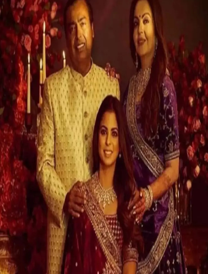 Mukesh Ambani with Nita and Isha Ambani