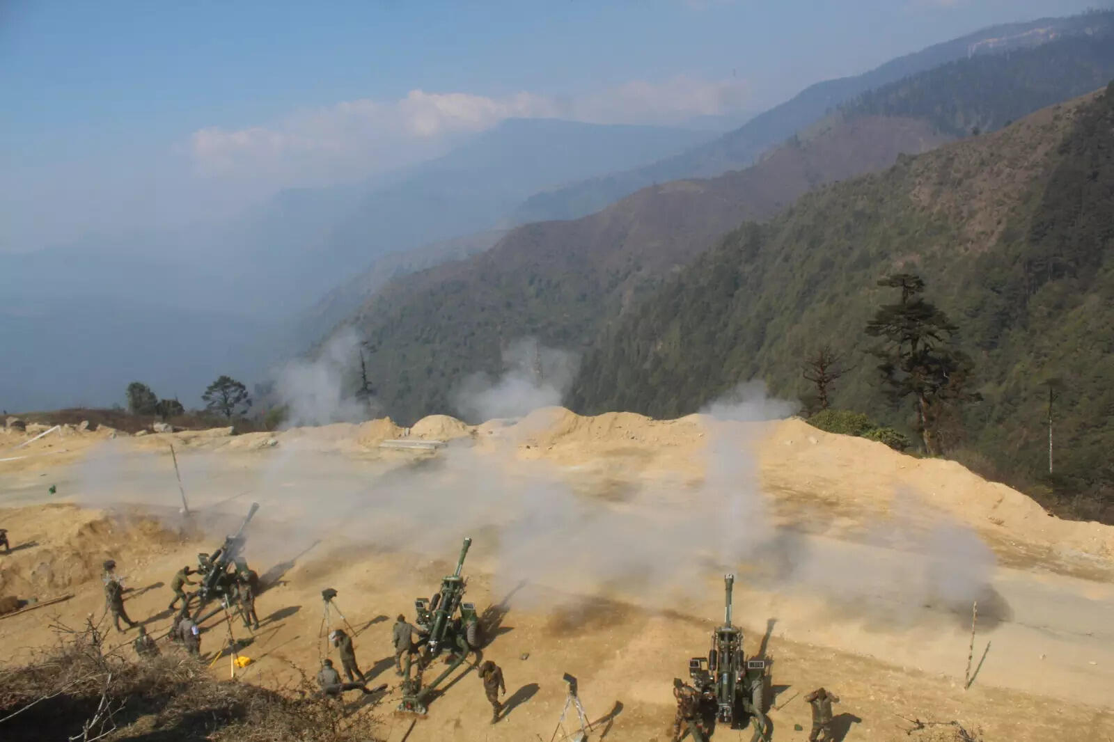 The month-long training culminated in the test exercise in which troops and equipment were tested in simulated war conditions in high altitude area and extreme weather conditions