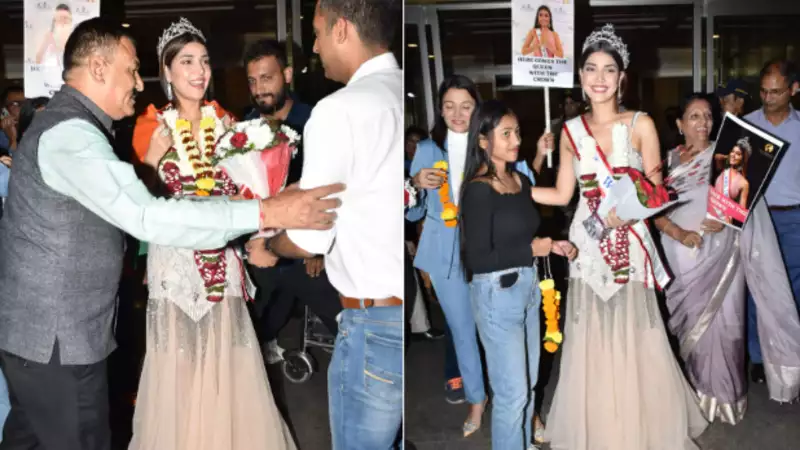 Mrs World Sargam Koushal gets warm welcome as she returns to India. See pics