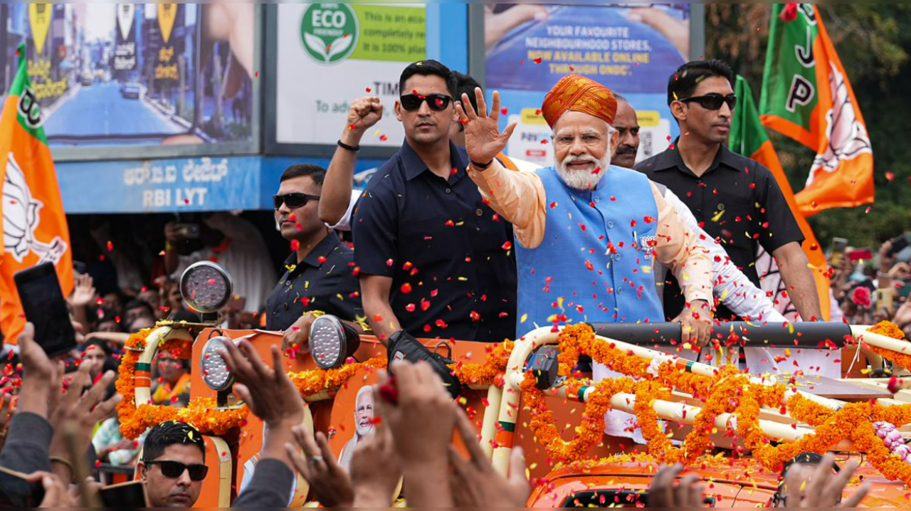 PM Modi Holds 10 Km Mega Roadshow In Bengaluru Ahead Of Polls