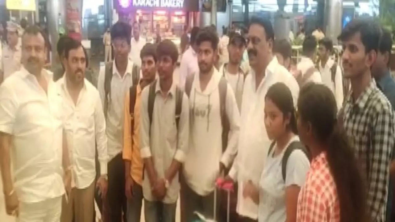 Rescued students in Hyderabad.