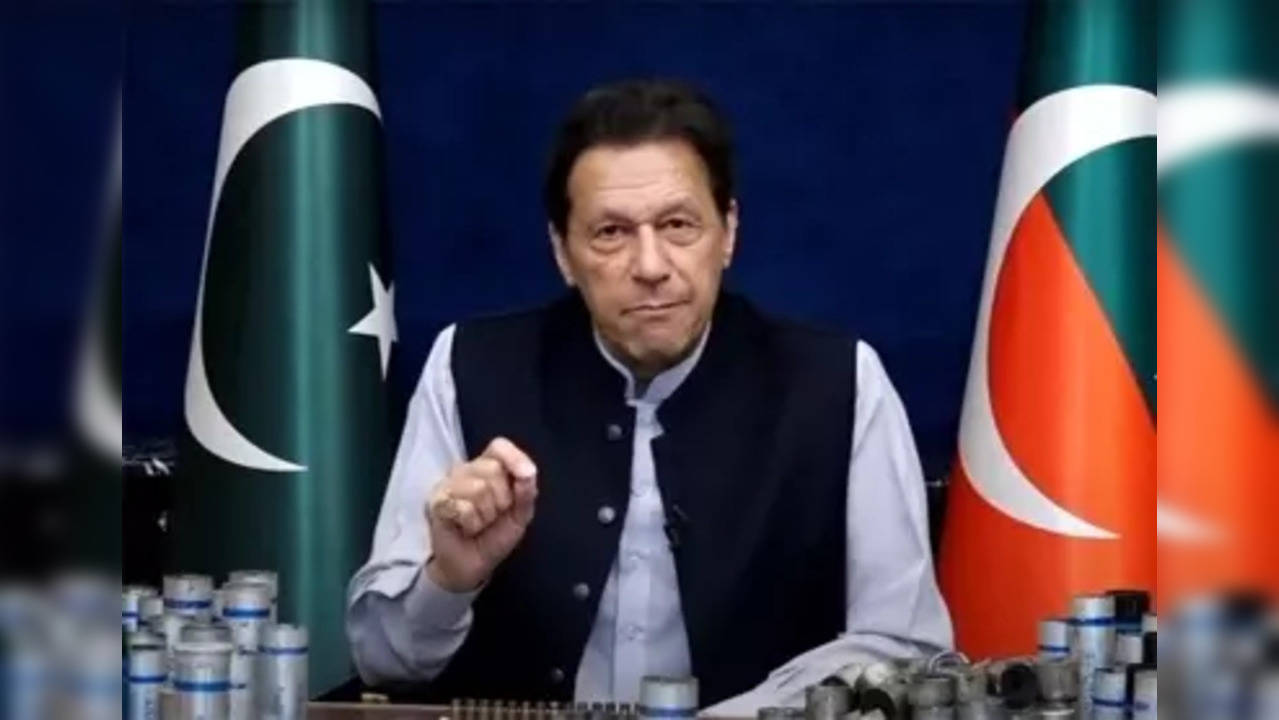 Islamabad: Former prime minister of Pakistan and Pakistan Tehreek-e-Insaf chief Imran Khan virtually addresses people of the nation,in Islamabad  on Monday, March 15, 2023.(Photo:IANS/Twitter)