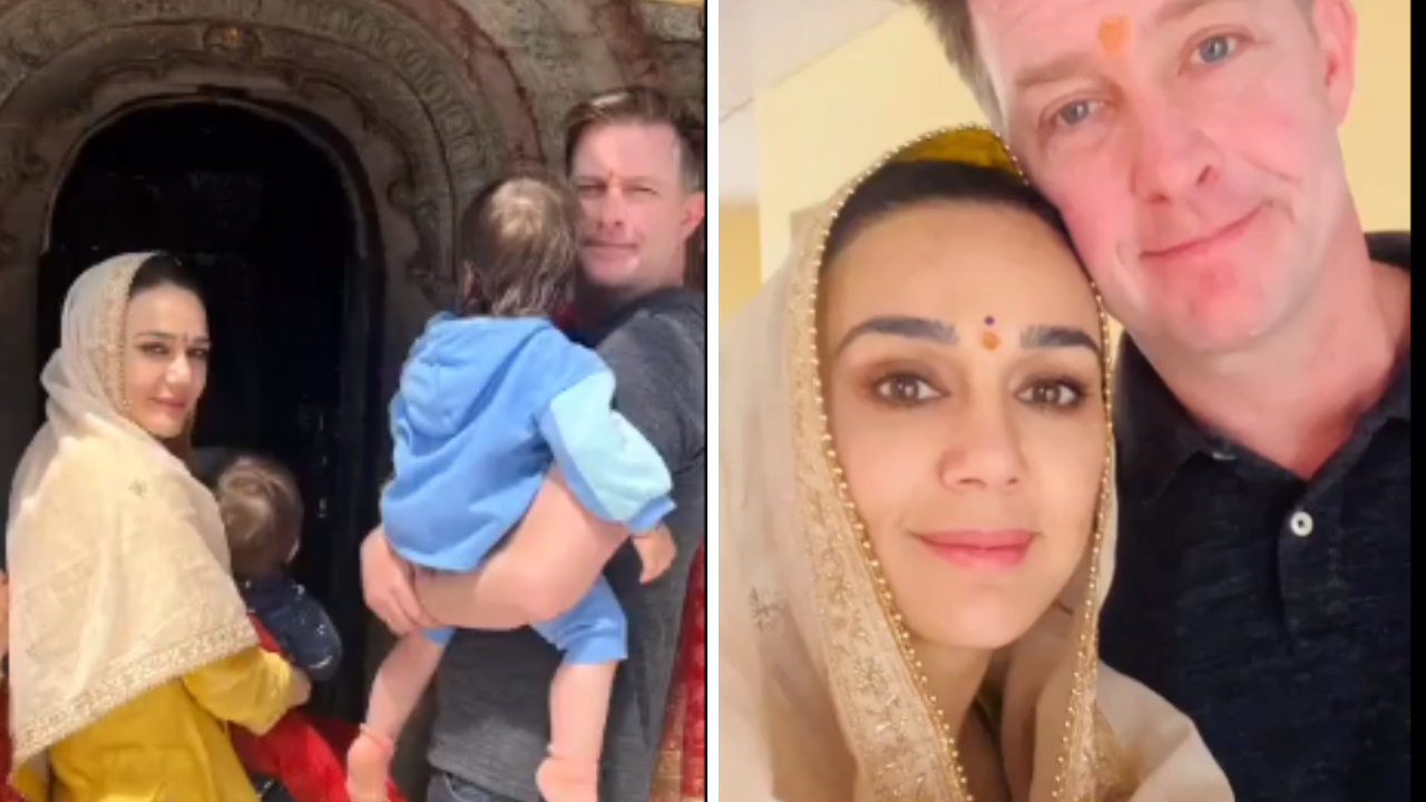 Preity Zinta, Hubby Gene Goodenough Seek Blessings At Hateshwari Mata Temple. Twins Are Too Adorable