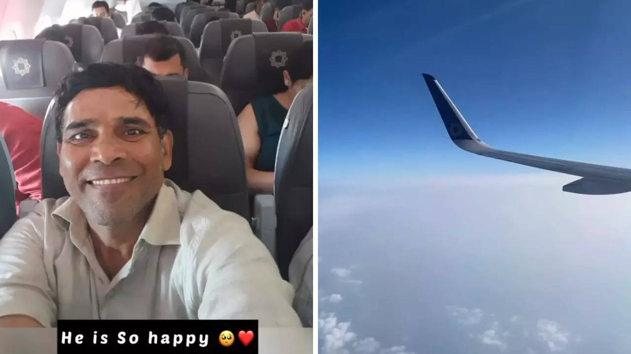 A father's heartwarming reaction to taking his first flight ever alongside his son | Jatin Lamba via Instagram