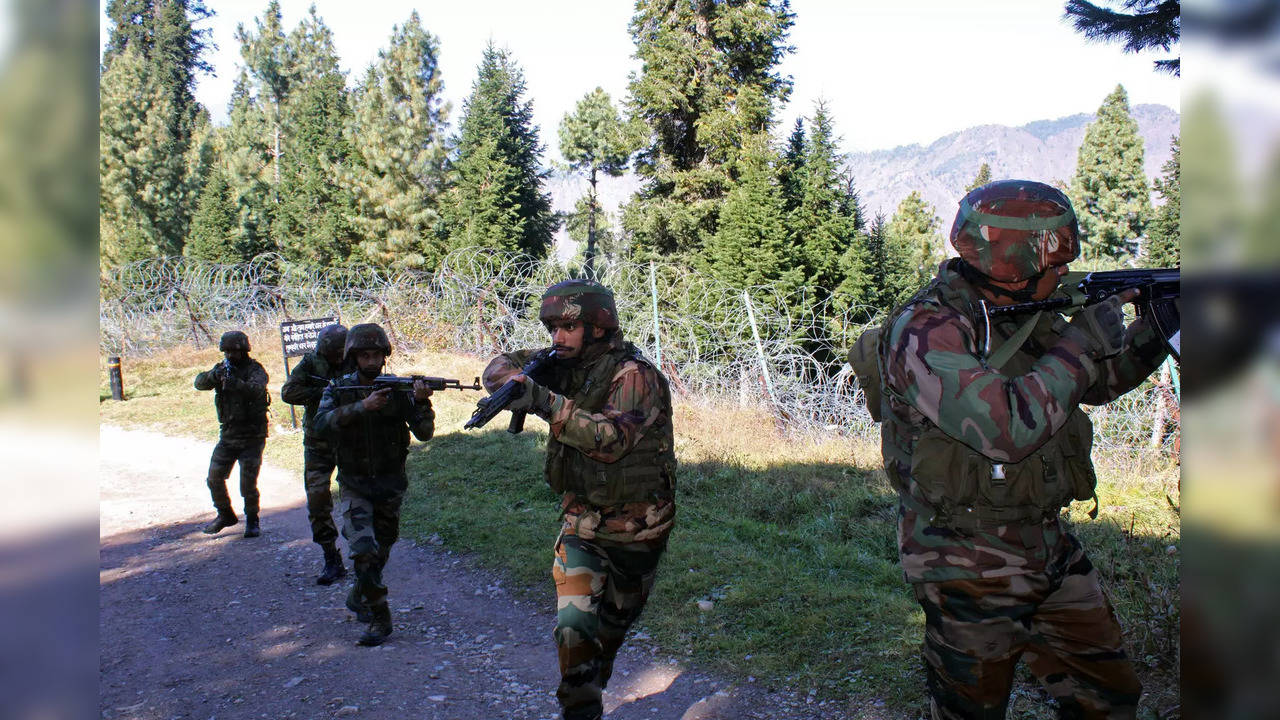 Army personnel patrol along the Line of Control, at Uri sector in Baramulla