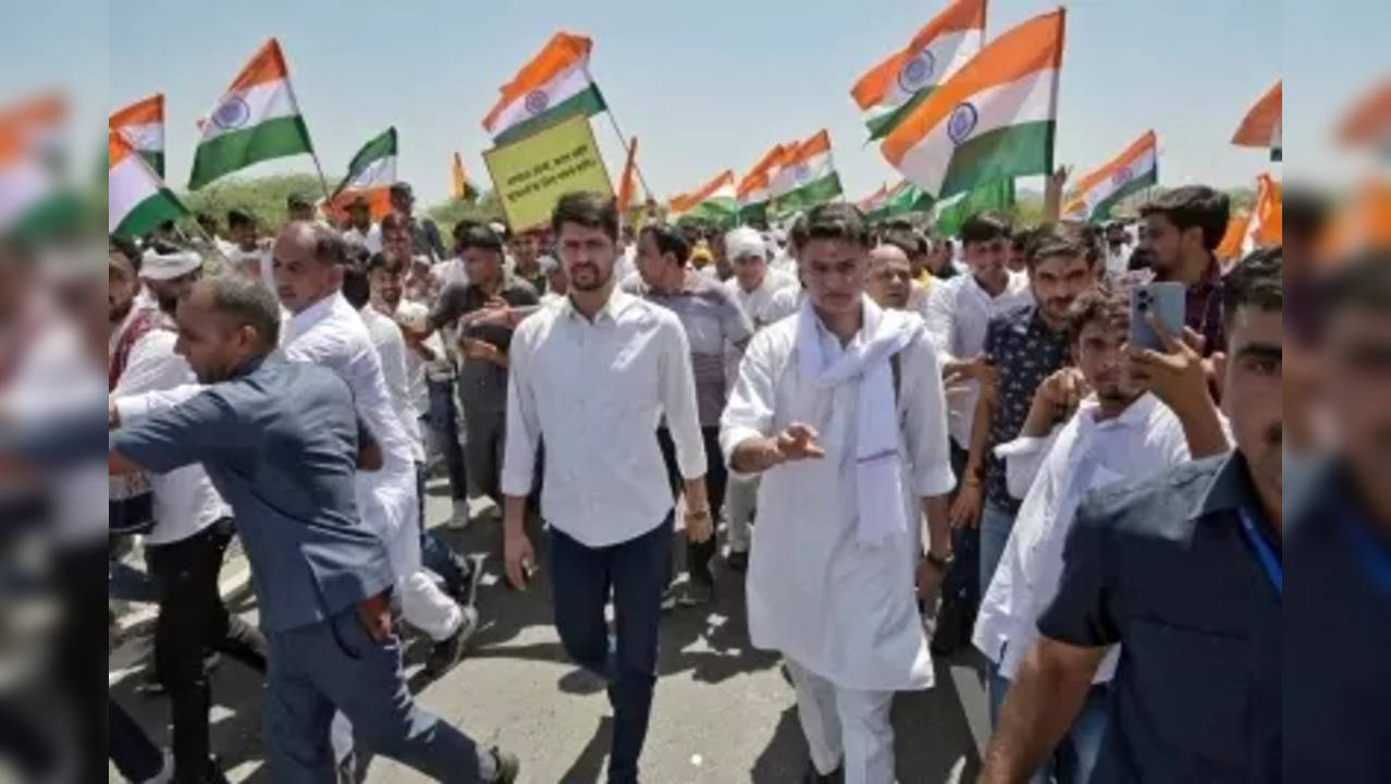 Ajmer: Congress leader Sachin Pilot during his 'Jan Sangharsh Yatra' in Ajmer, Thursday, May 11, 2023. (Photo: Shaukat Ahmed/IANS)