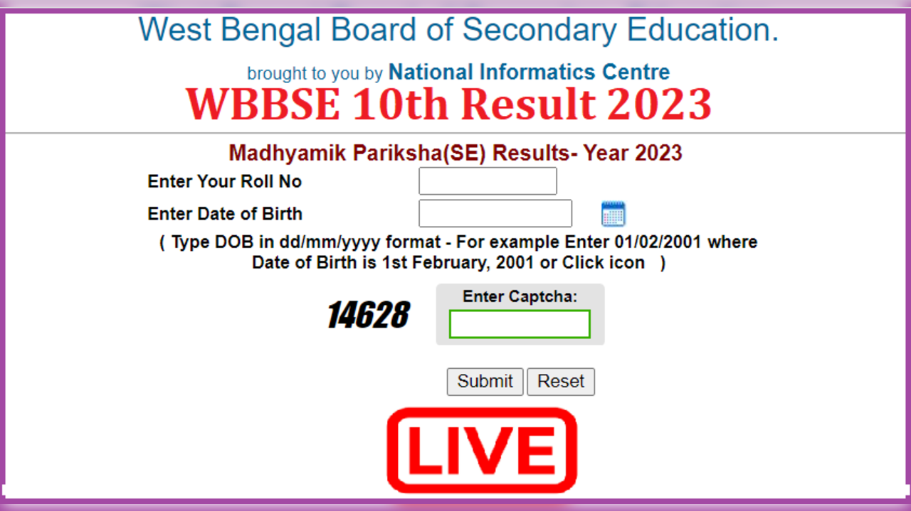 Wbresultsnicin WB Madhyamik 10th Result 2023 LIVE West Bengal 10 Result Link OUT WB 10th Result Direct Link Here