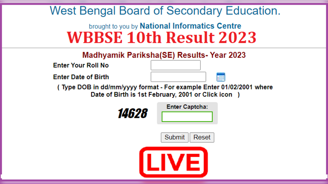 Wbresults.nic.in, WB Madhyamik 10th Result 2023 LIVE, West Bengal
