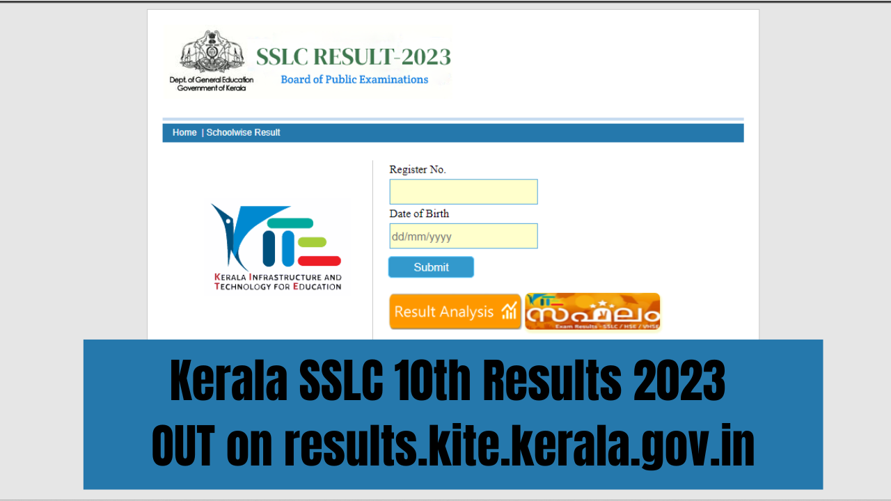 Kerala SSLC Results 2023 on results.kite.kerala.gov.in