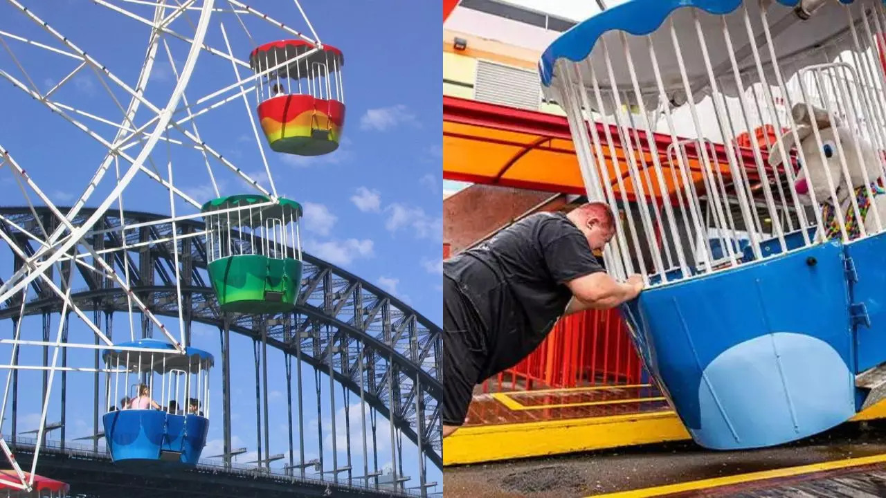 Australian strongman Troy Conley-Magnusson spins the ferris wheel at Sydney's Luna Park | Guinness World Records