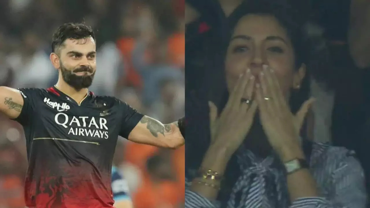 WATCH: Anushka Sharma sends flying kisses to Virat Kohli After He completes 7th IPL 100