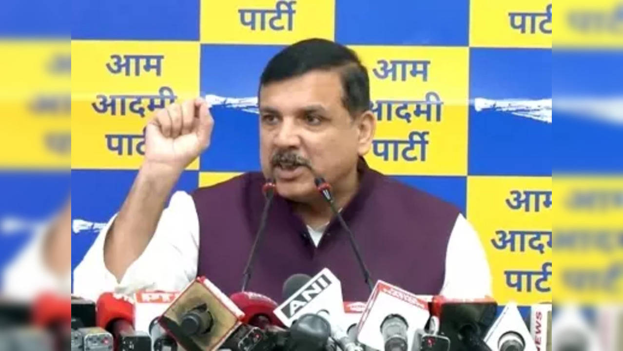 New Delhi : Aam Aadmi Party (AAP) MP Sanjay Singh addresses a press conference, in New Delhi on Saturday , March 04, 2023.(Photo:IANS/Twitter)