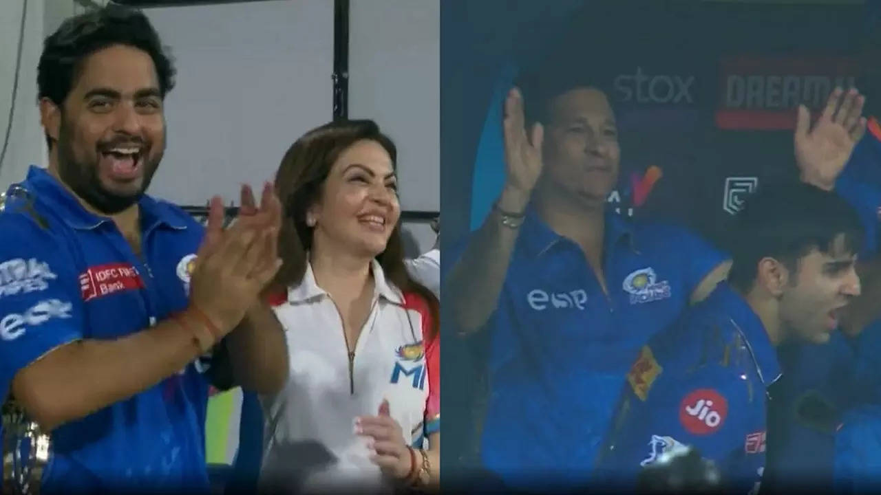 Nita Amani Sachin Tendulkar celebration after MI's win over LSG IPL 2023.