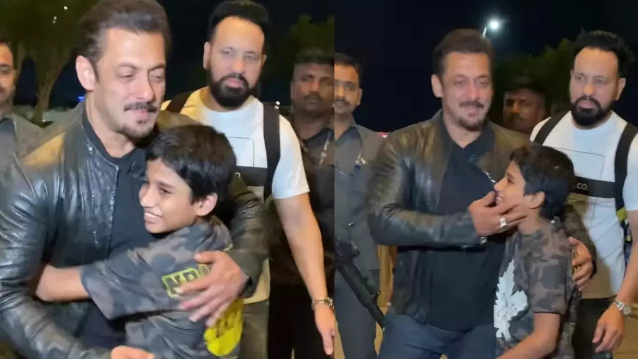 Salman Khan hugs little fan at Mumbai airport