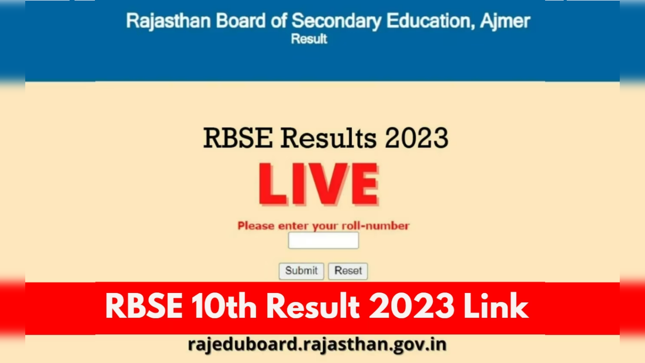 Rajasthan Board RBSE 10th Class Result 2023, Marksheet, Toppers List at