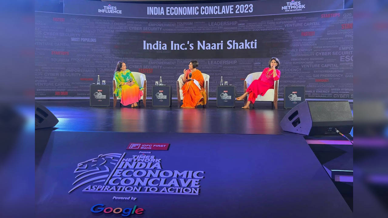 Talking about the need and importance of increasing women in the corporate space, Shobana Kamineni of Apollo Hospitals Dr. Jyotsna Suri of The Lalit Suri Hospitality Group at the India Economic Conclave 2023 in New Delhi had a discussion about women in the corporate world.