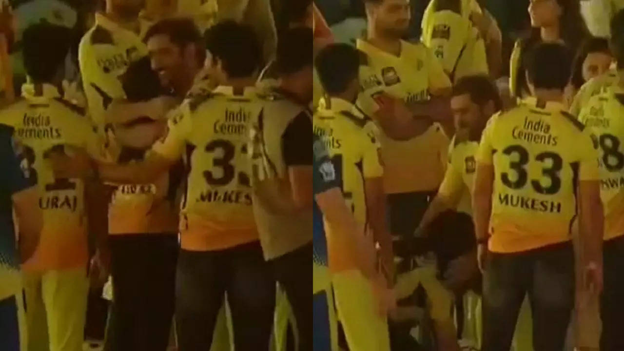 Ruturaj Gaikwad's wife Utkarsha Pawar touches MS dhoni's feet WATCH VIRAL VIDEO.