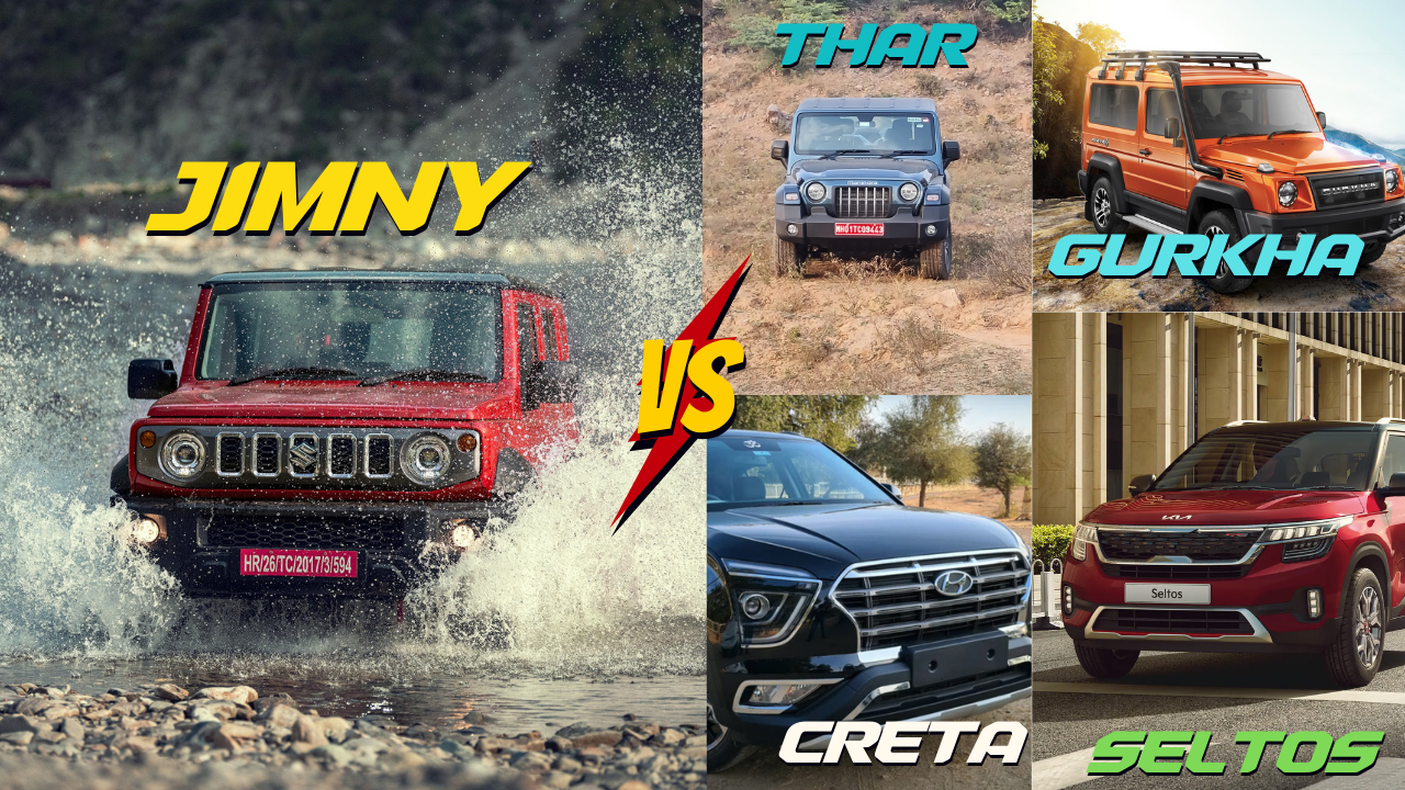 Maruti Suzuki Jimny Vs Mahindra Thar Vs Force Gurkha Vs Hyundai Creta ...