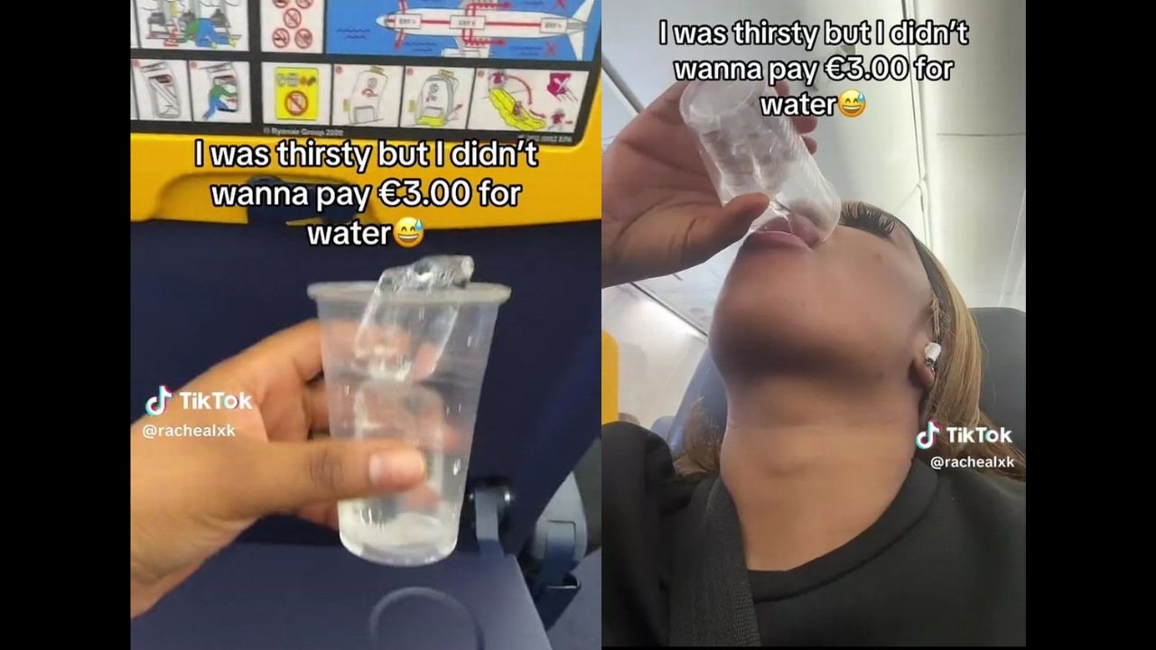 Passenger orders a cup of ice to avoid paying for water on flight