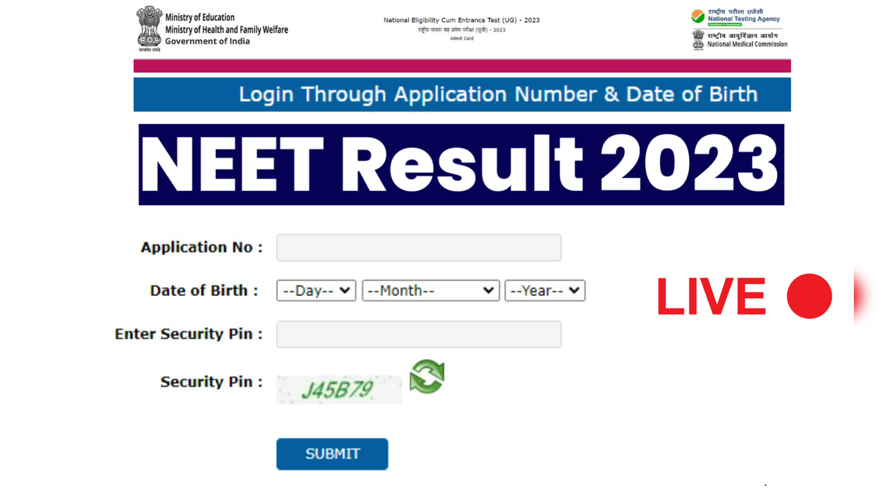 NEET Result 2023 LIVE (Out Today): Neet.nta.nic.in NTA NEET UG Results ...