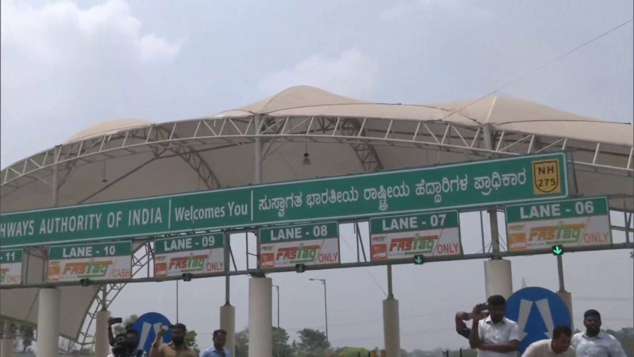 Toll booth on Bengaluru Mysuru Expressway.