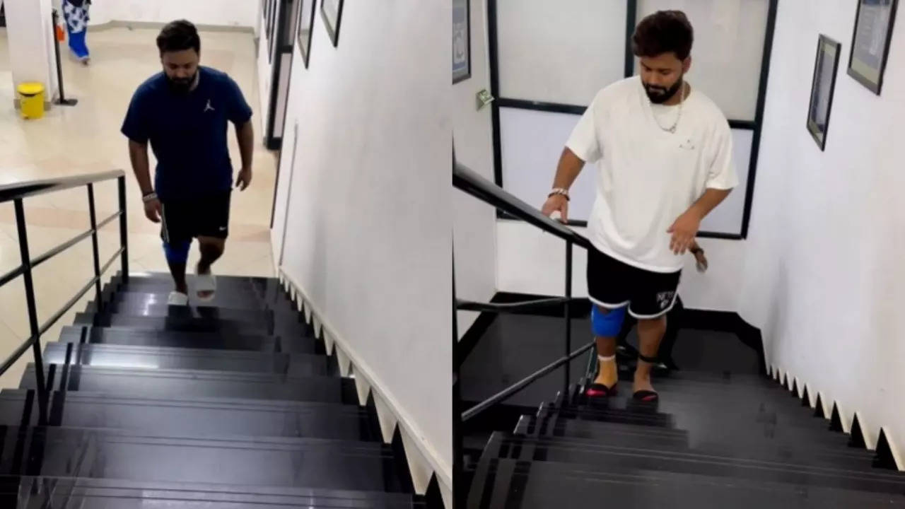 Rishabh Pant Climbs Stairs Without Any Support