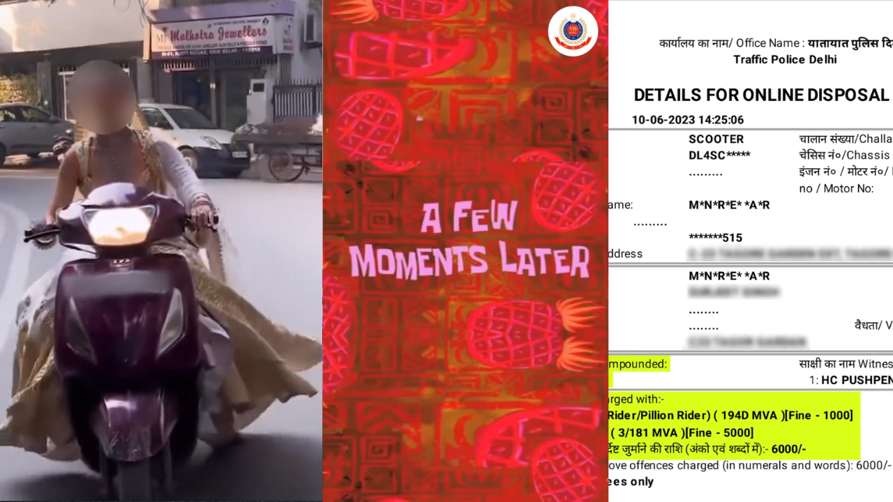 Band Baaja ‘Challan’! Rs 6,000 Fine For Viral Bride Riding Scooter Without Helmet