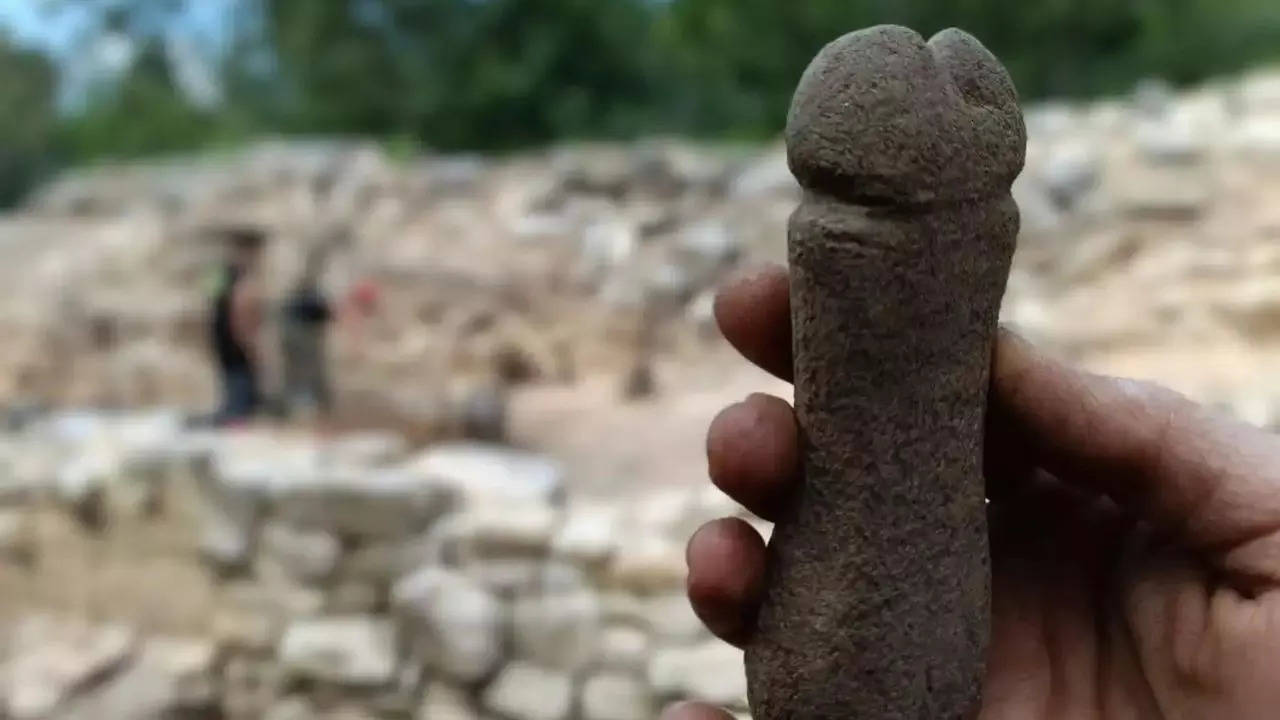 The newfound 6-inch stone penis was probably used to sharpen weapons in medieval Spain | Image credit: Arbore Arqueoloxía