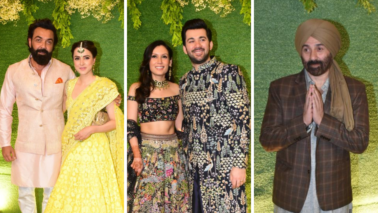 Karan Deol, Drisha Acharya Sangeet: Sunny Deol Dresses As Tara Singh ...