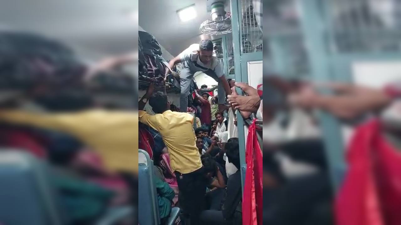 Viral Video: Man Forced to Climb His Way to Washroom on Crowded Train