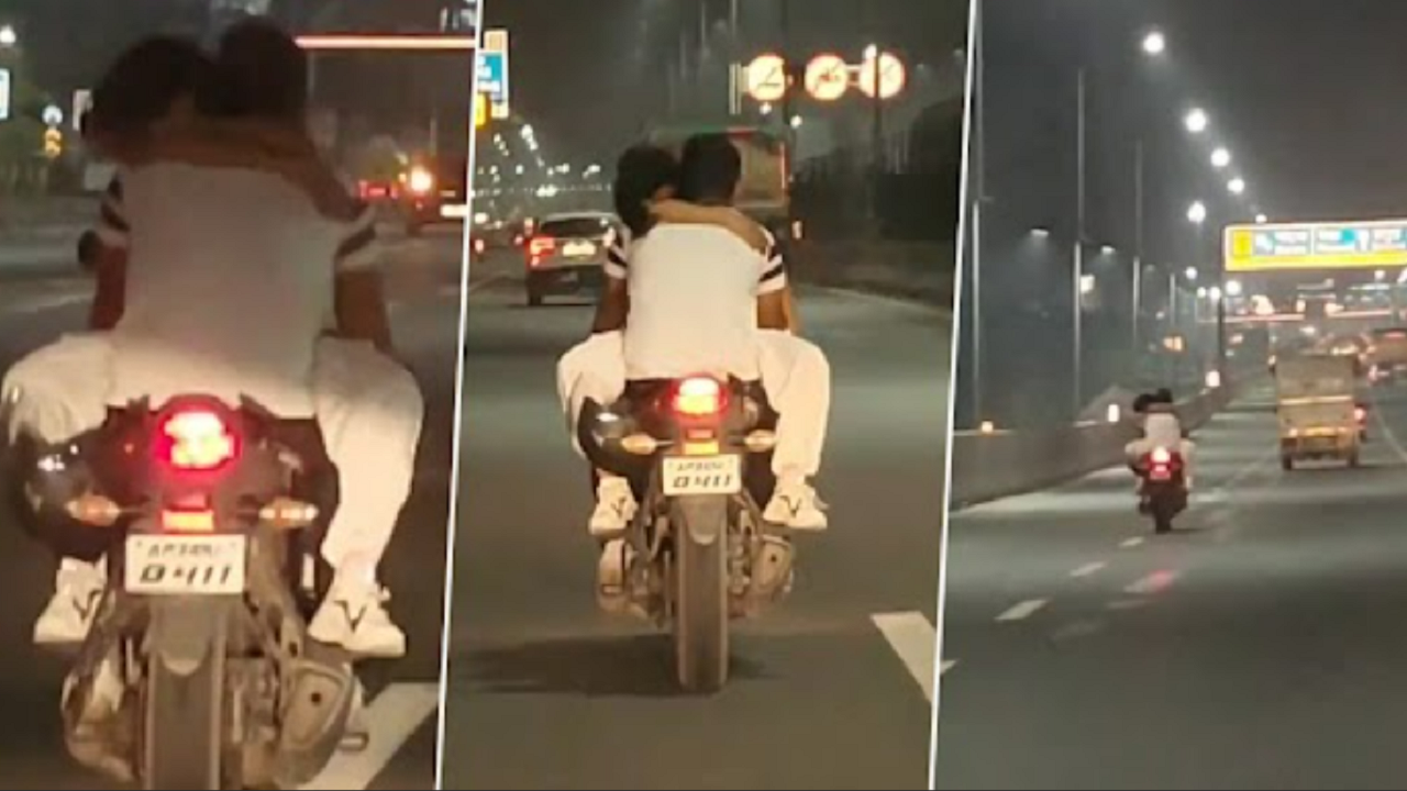 Ghaziabad Couple Romance On Speeding Bike