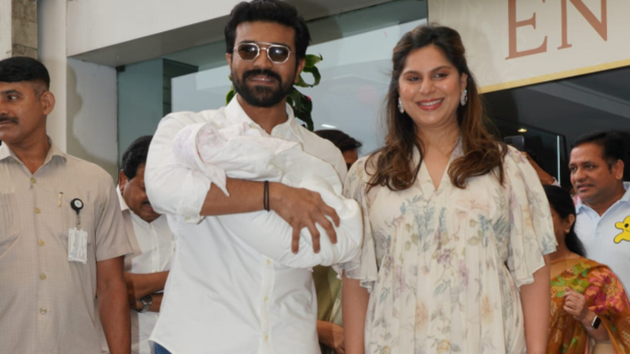 Ram Charan All Smiles As He Holds Baby Girl