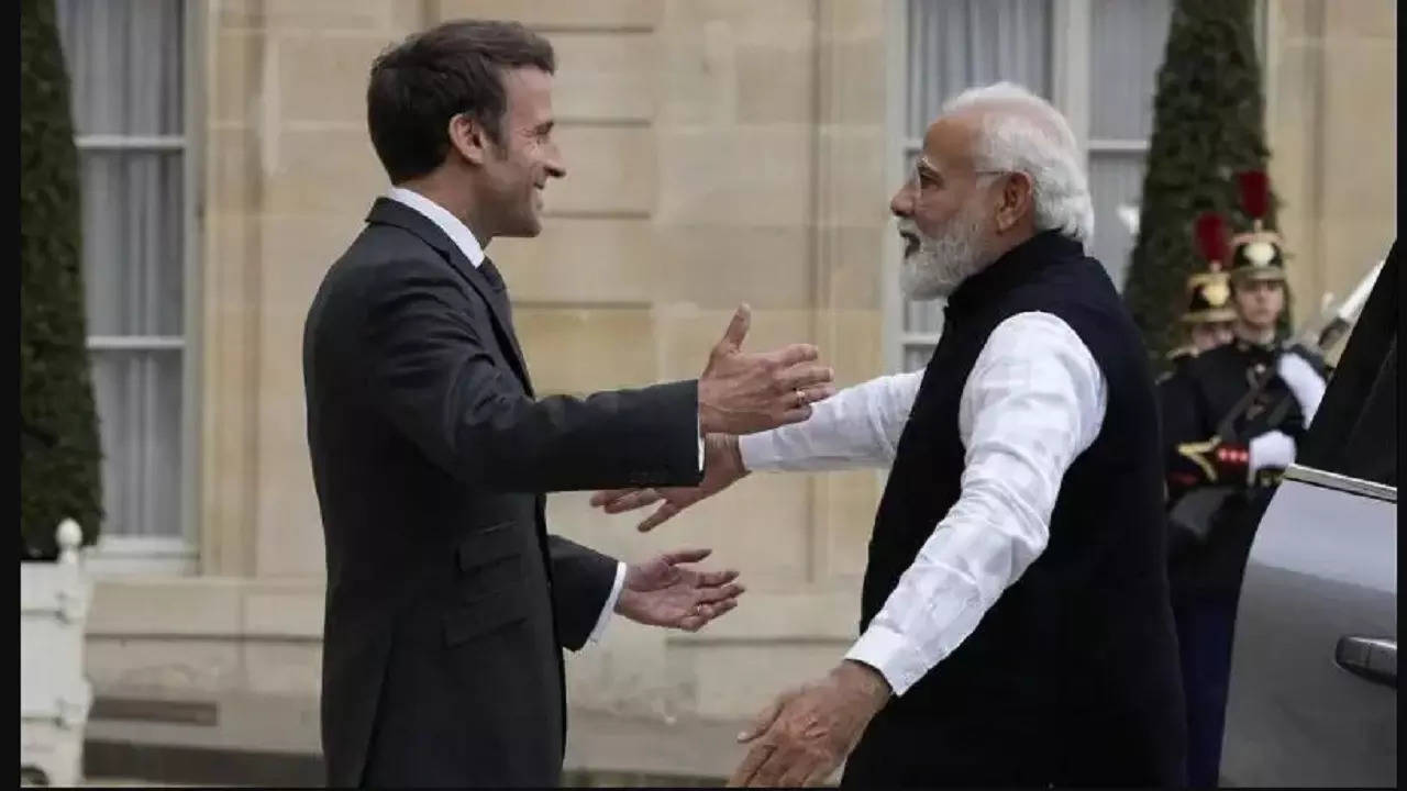 PM Modi with Emmanuel Macron