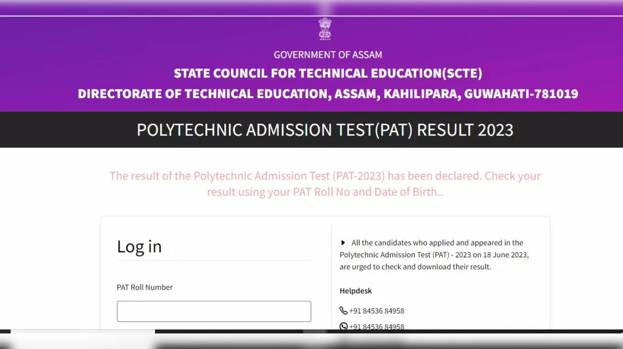 Assam PAT 2023 Result Released on dte.assam.gov.in, Direct Link - Vimarsana News