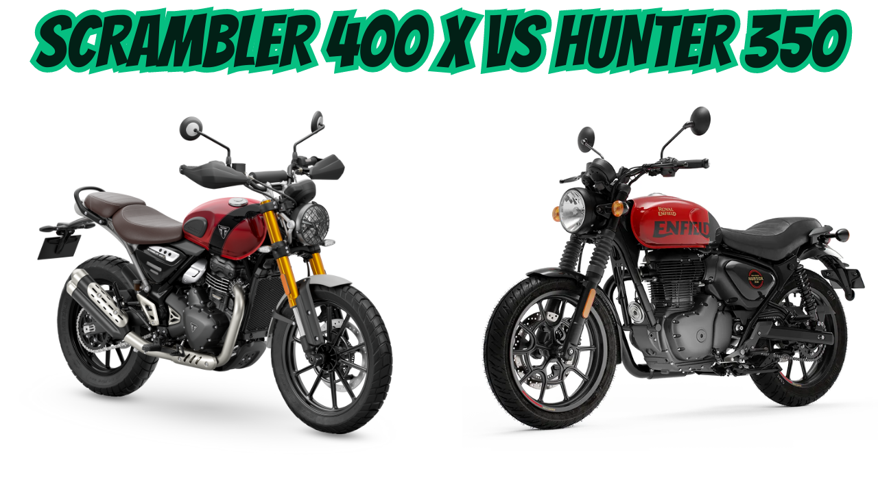 Triumph Scrambler 400 X vs Royal Enfield Hunter 350: Dimension, Suspension & Brakes, Engine Specs Compared