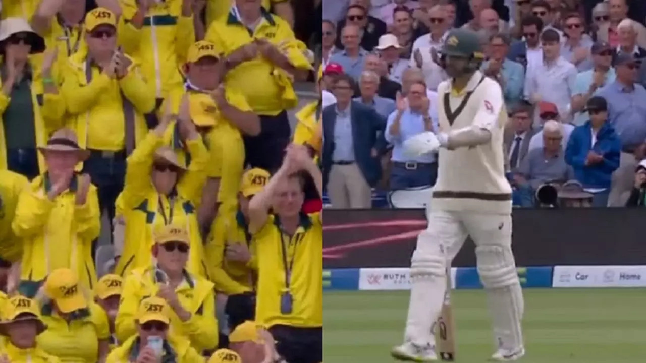 Lord's Crowd gives standing ovation to Nathan Lyon.