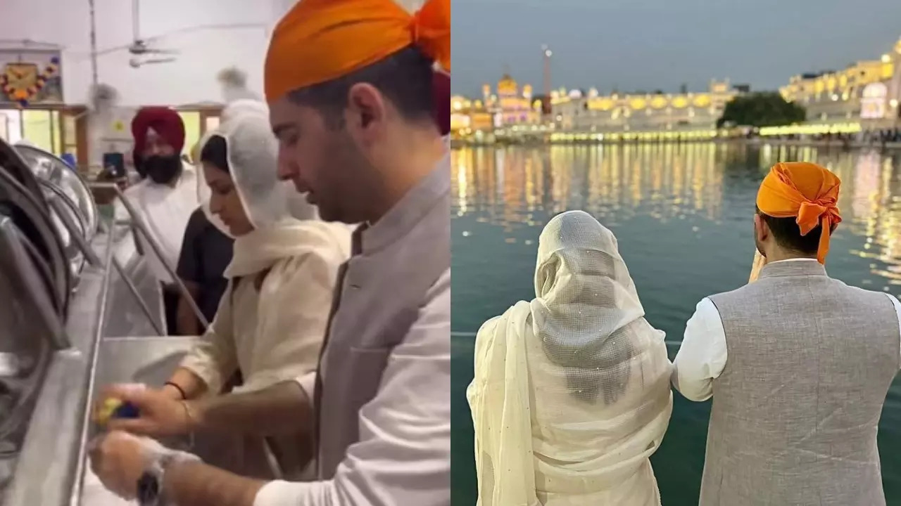 Parineeti, Raghav doing sewa at Golden Temple