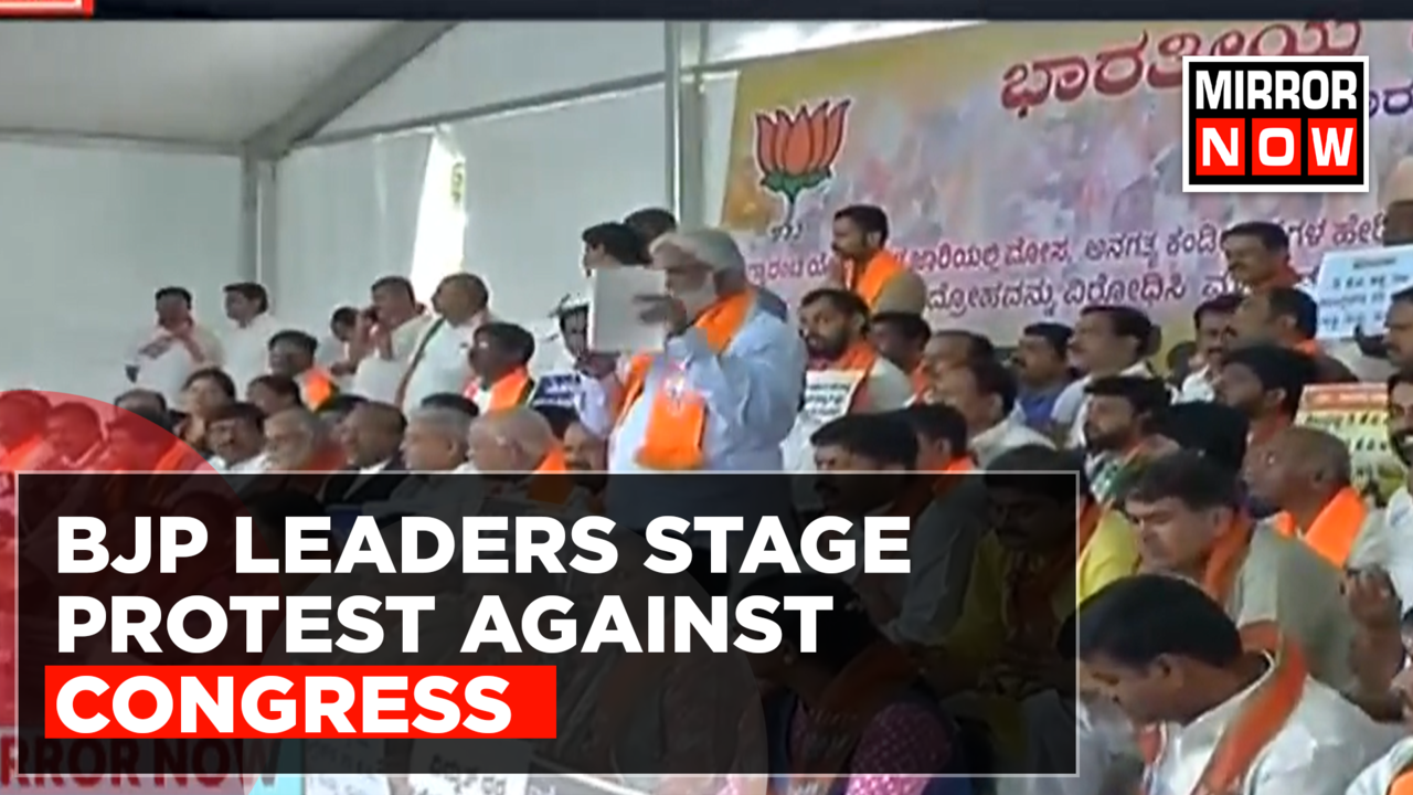 BJP Leaders Stage Protest Against Karnataka Congress, Says 'Poll ...