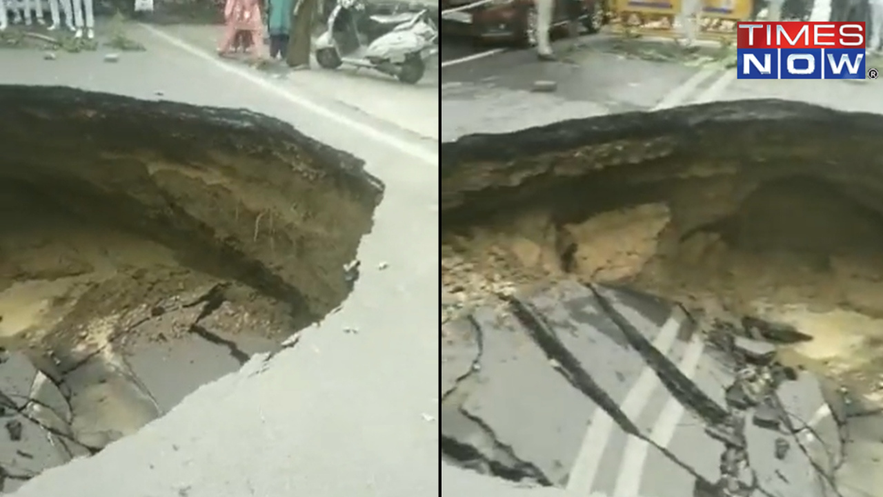 Major portion of road caves in in Delhi's Janakpuri