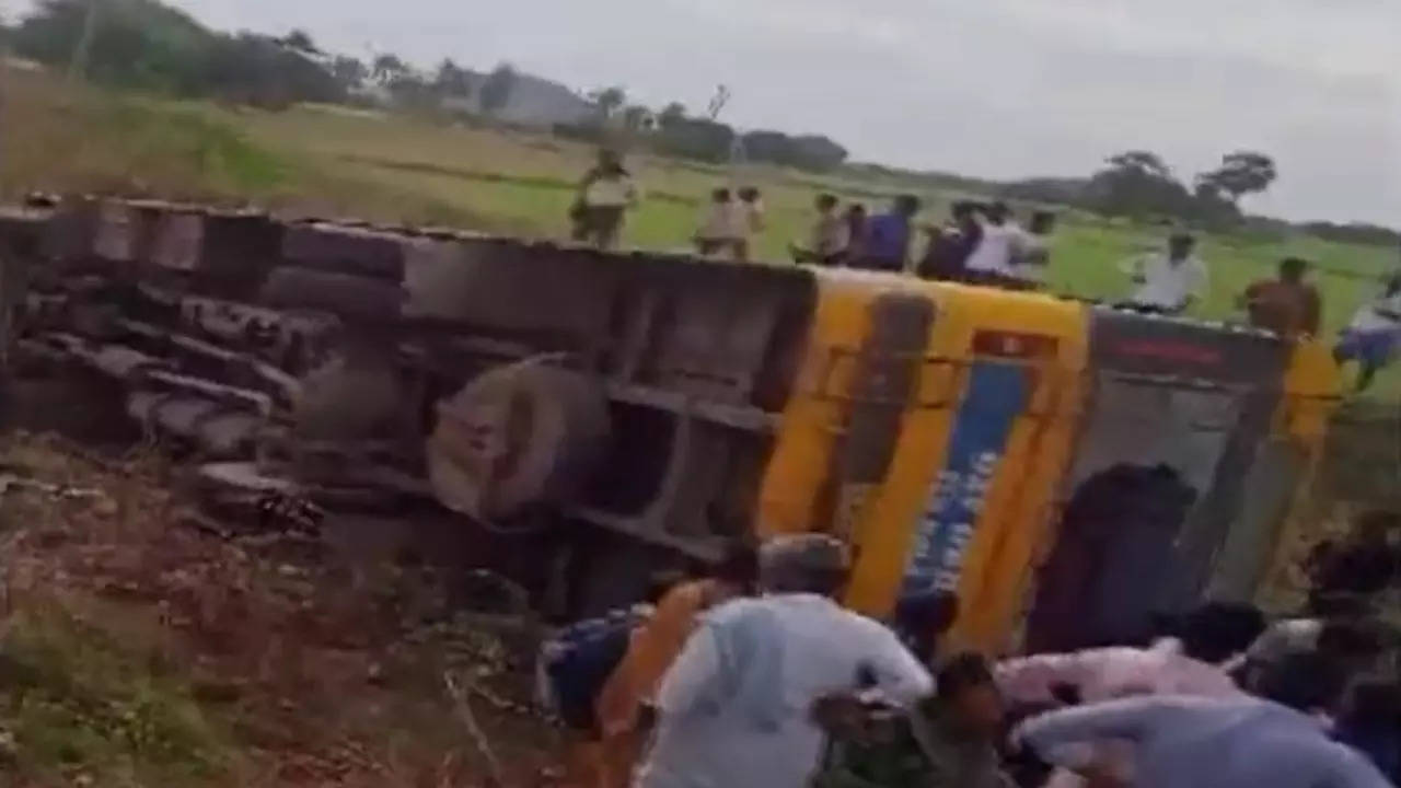 Bus overturned