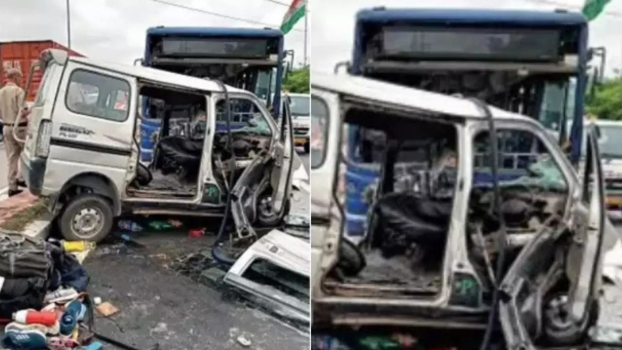 Van Crashes Into DTC Bus Near Loni Gol Chakkar