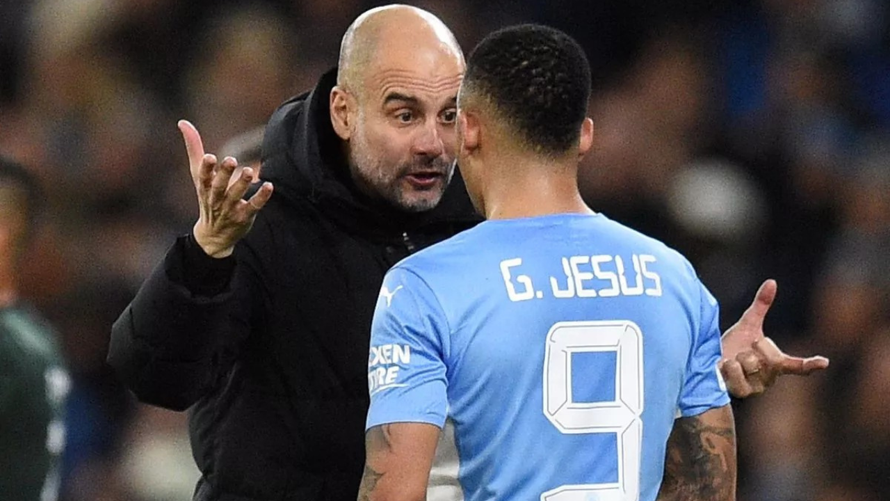 Pep Guardiola and Gabriel Jesus