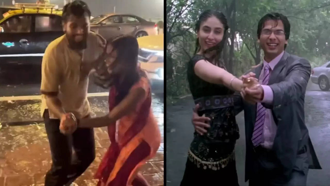 A couple dances in the middle of a rainy Mumbai footpath to recreate the song 'Tum Se Hi' | Screenshot via Twitter