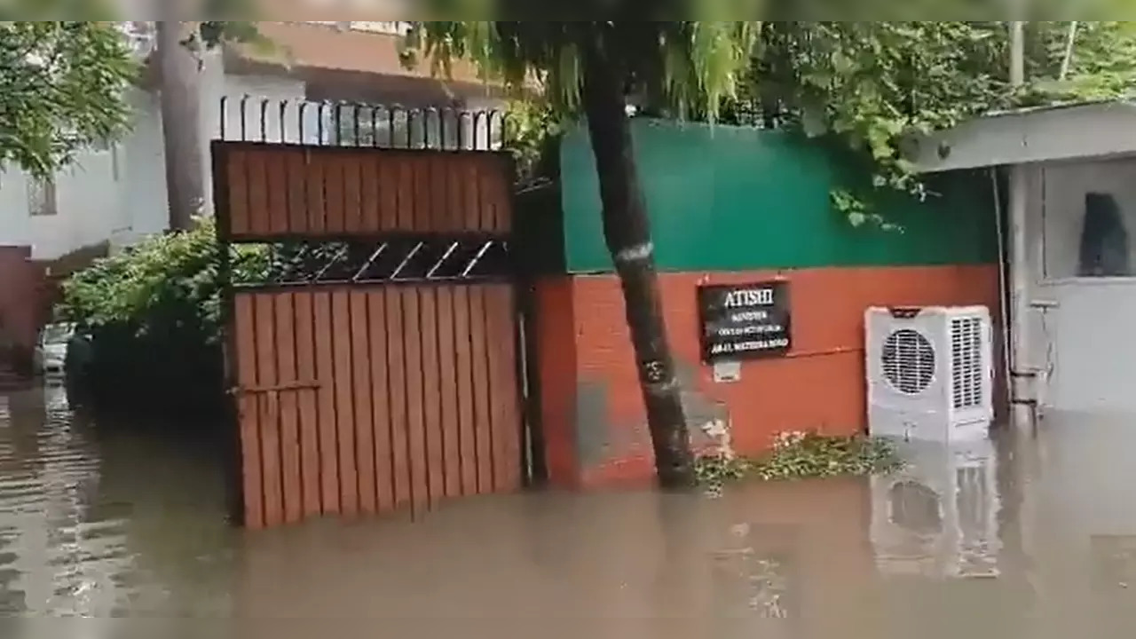 ​Flooding outside Atishi's residence