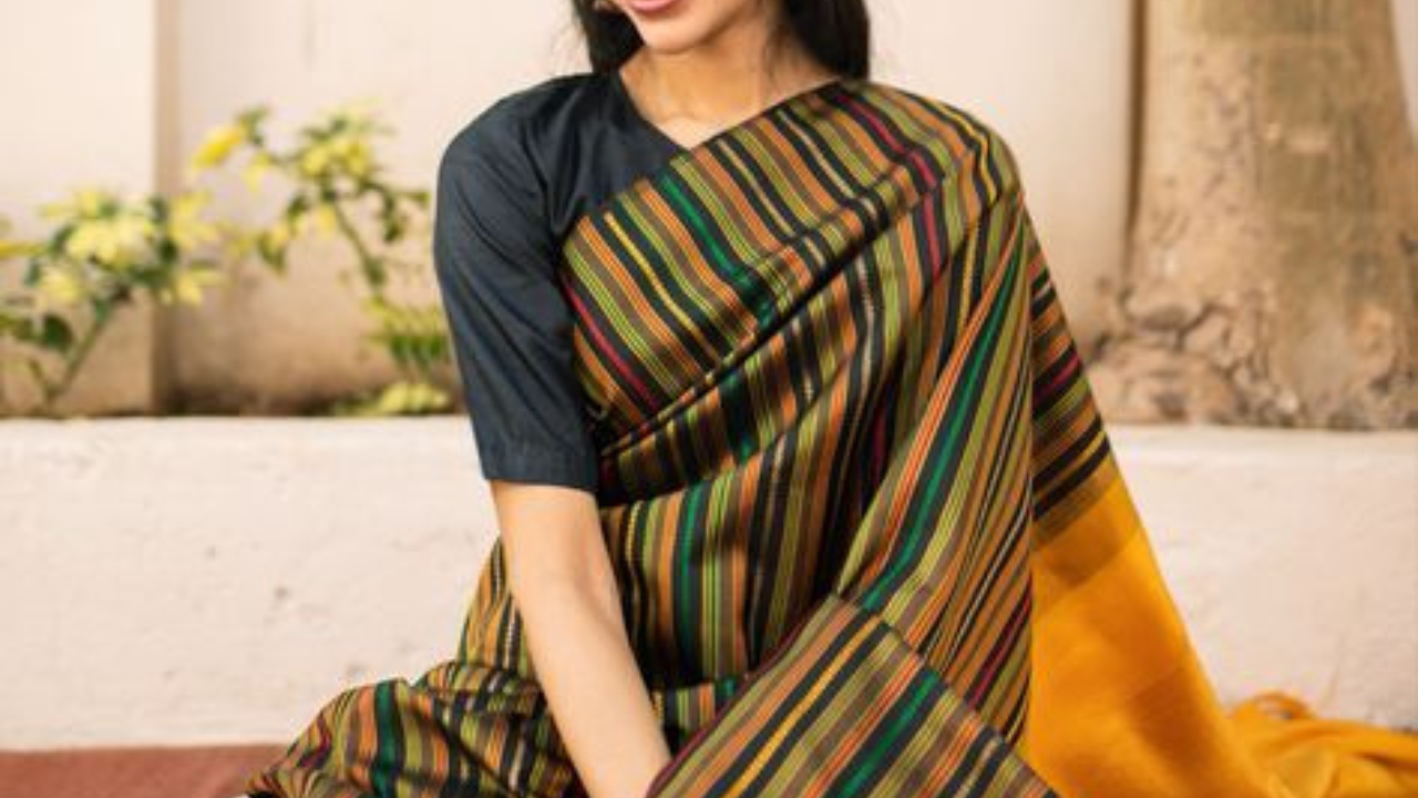 Verticle stripes saree