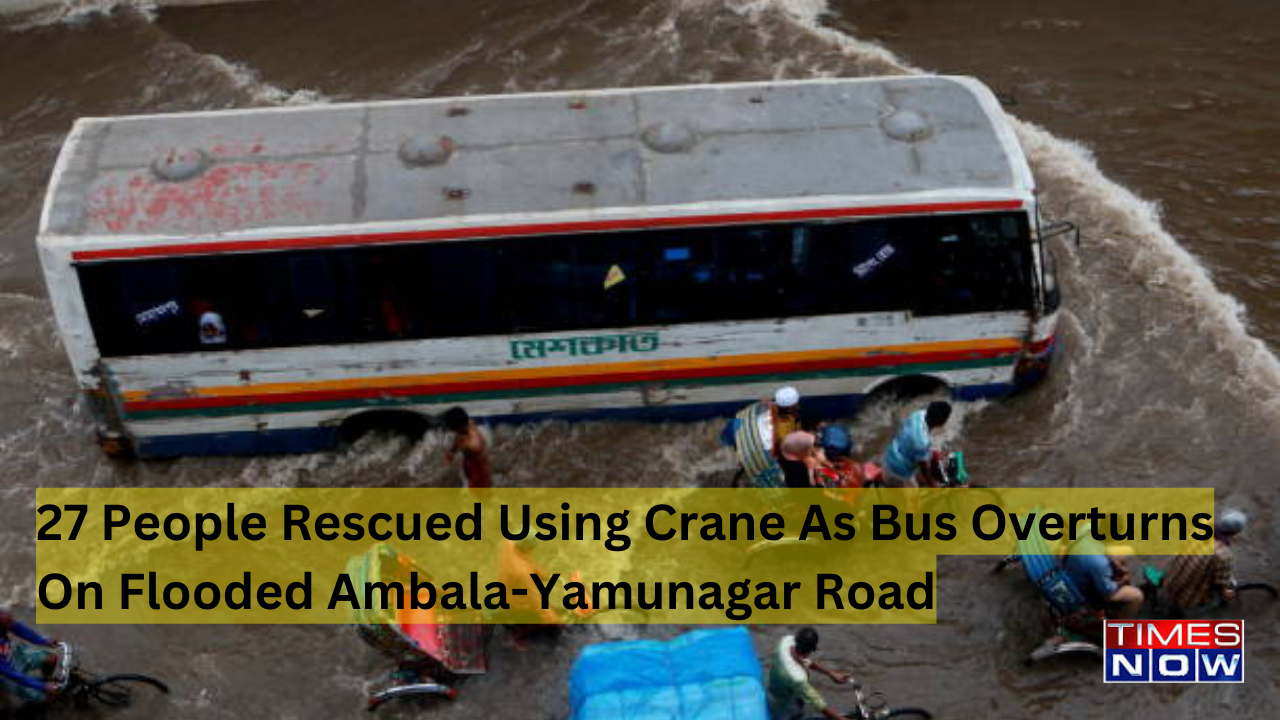 Bus Overturns due to heavy rainfall