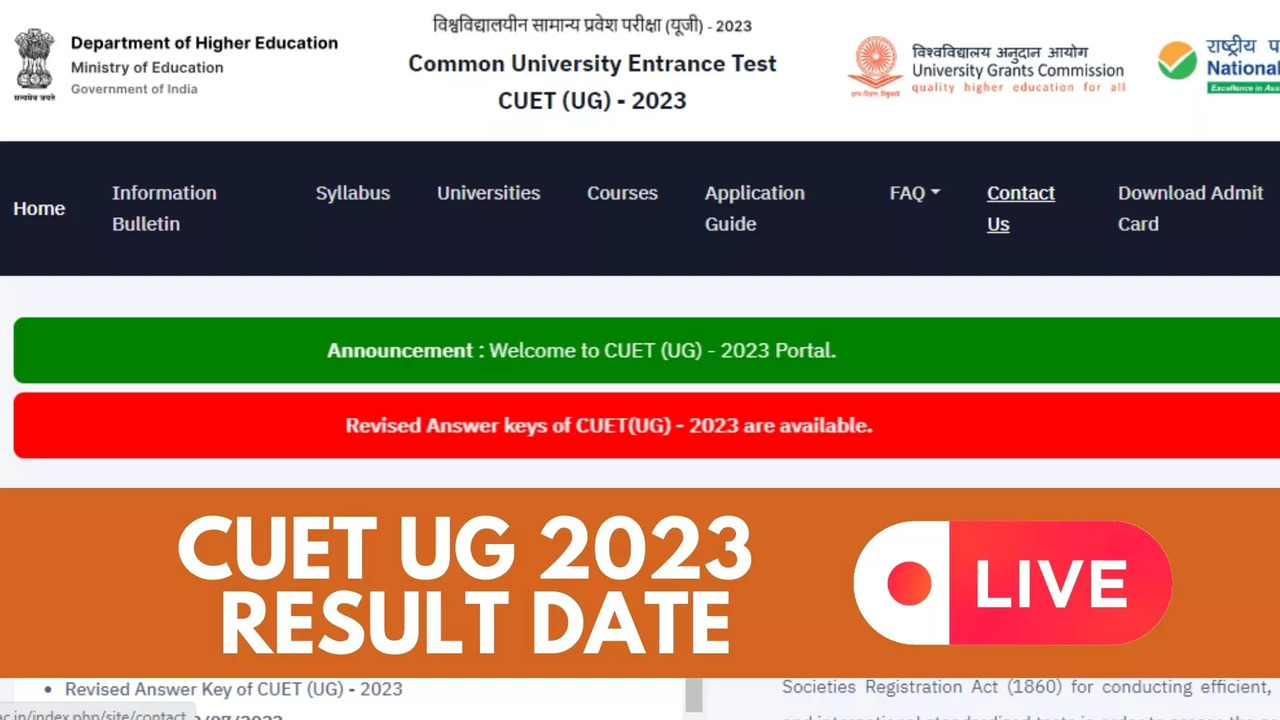 CUET Result 2023 OUT Highlights NTA CUET UG Result Released on cuetsamarthacin Direct Link cut off merit list 