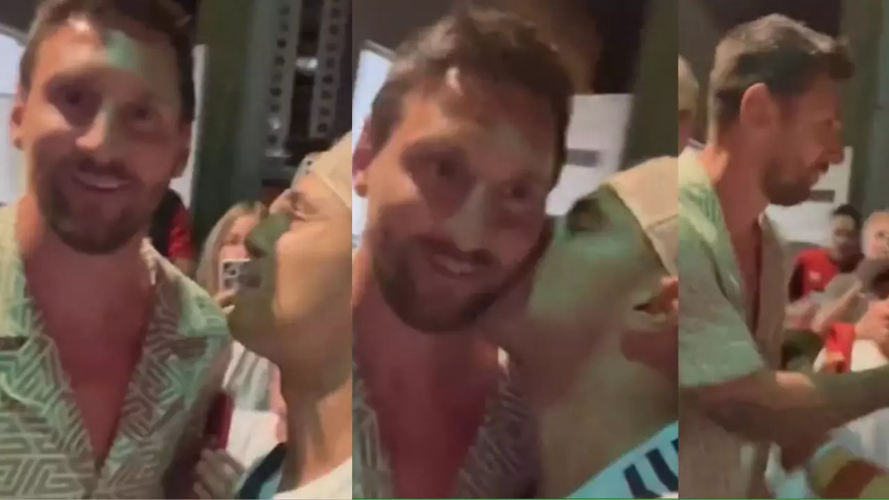 Lionel Messi Kissed By Fan While Taking Selfie