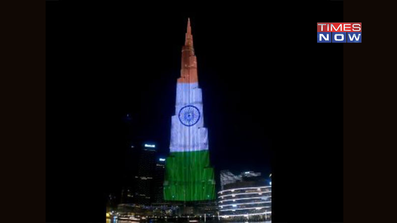 ​Burj Khalifa Lights Up in Tri Colour to Welcome PM Modi in UAE​