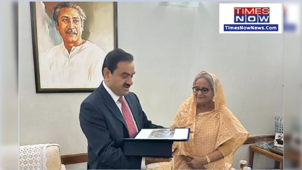 ​Adani Group Chairman Gautam Adani met with the Prime Minister of Bangladesh Sheikh Hasina, following the full load commencement of Godda plant to supply power to the Bangladesh electricity grid.​ (Pic: Official Statement/ET NOW Digital)